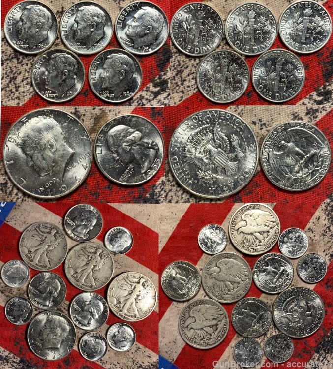 90% Silver 12 Coin Lot Quarters Dimes Half Dollars JFK-img-3