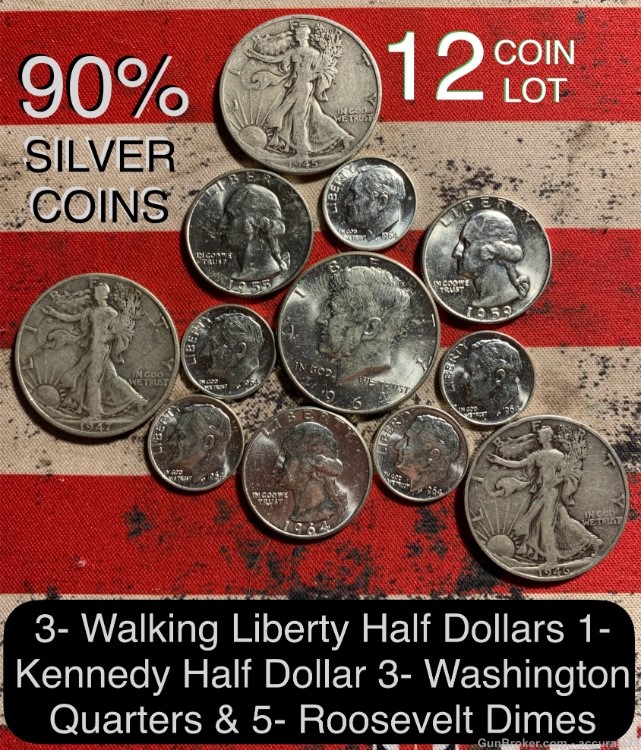 90% Silver 12 Coin Lot Quarters Dimes Half Dollars JFK-img-0