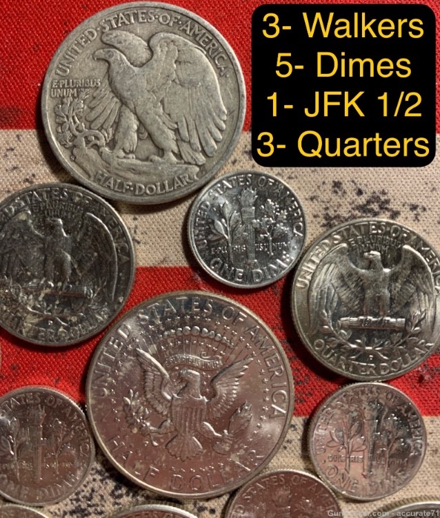 90% Silver 12 Coin Lot Quarters Dimes Half Dollars JFK-img-4