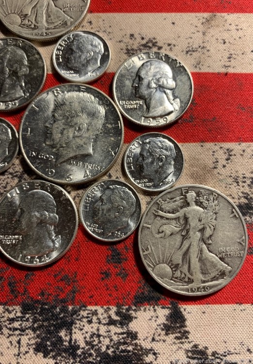 90% Silver 12 Coin Lot Quarters Dimes Half Dollars JFK-img-9