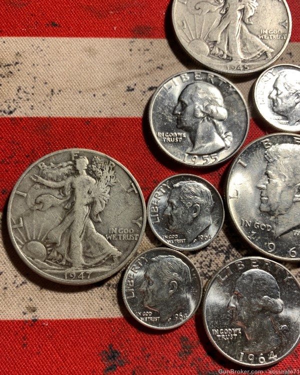 90% Silver 12 Coin Lot Quarters Dimes Half Dollars JFK-img-12