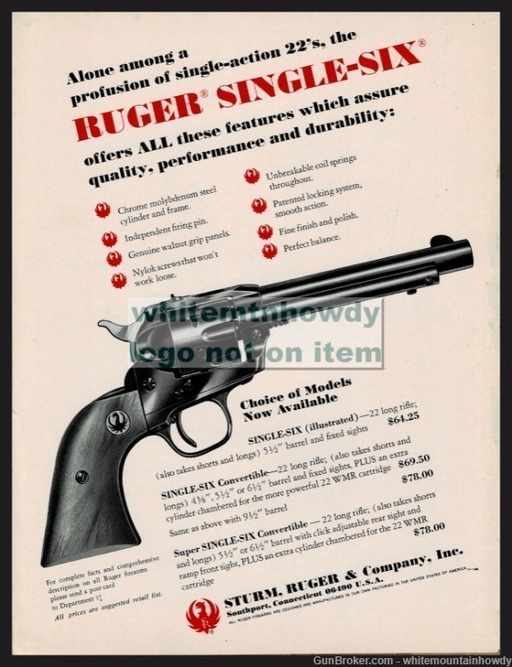 1971 RUGER Single-Six .22 long Revolver PRINT AD-img-0
