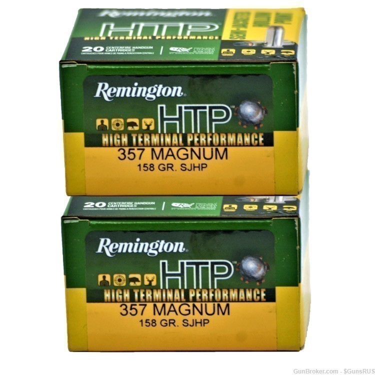 357 MAG Remington 357 MAGNUM HTP Nickel Cased 357SJHP 40 Rounds 2 Boxes -img-2