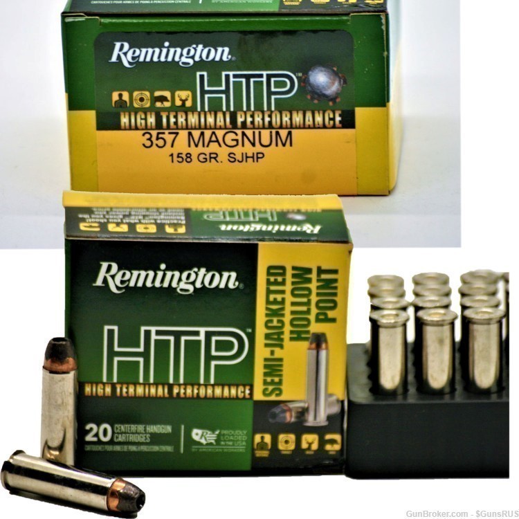 357 MAG Remington 357 MAGNUM HTP Nickel Cased 357SJHP 40 Rounds 2 Boxes -img-1