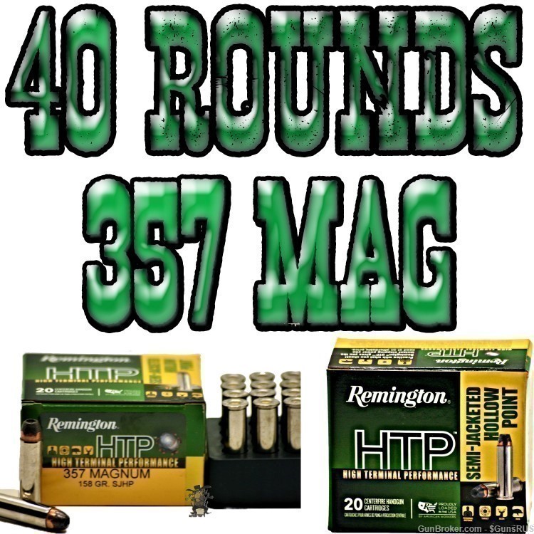 357 MAG Remington 357 MAGNUM HTP Nickel Cased 357SJHP 40 Rounds 2 Boxes -img-0