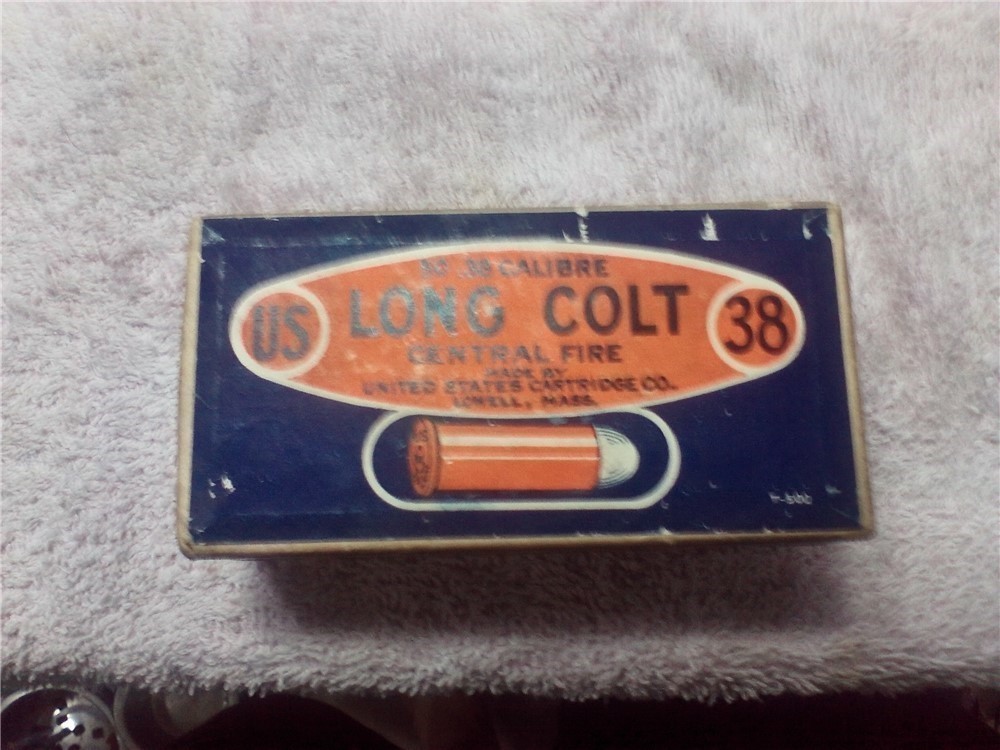 Vintage SEALED box US Cartridge CO. 38 LONG COLT CF REVOLVER CARTRIDGES-img-0