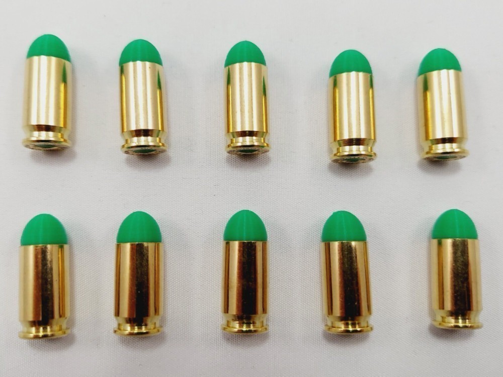 9mm Makarov Brass Snap caps / Dummy Training Rounds - Set of 10 - Green-img-2