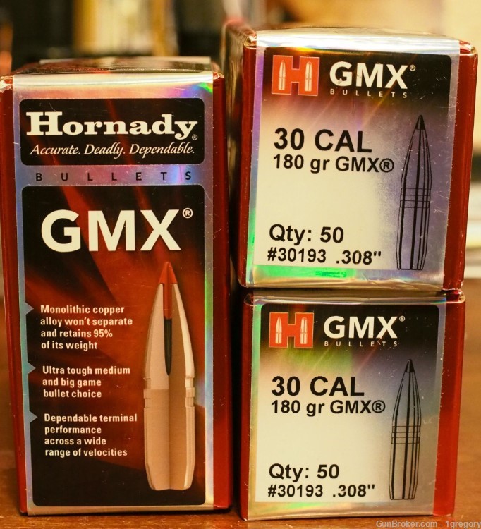 Hornady GMX solid copper bullets .308 180gr 3 boxes of 50 ea-img-0