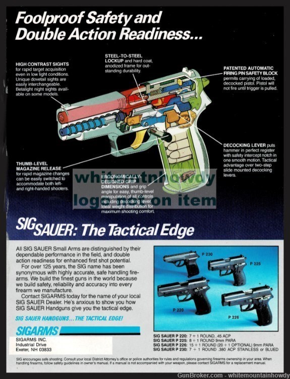 1995 SIG SAUER the Practical Edge Pistol PRINT AD w/cutaway view-img-0