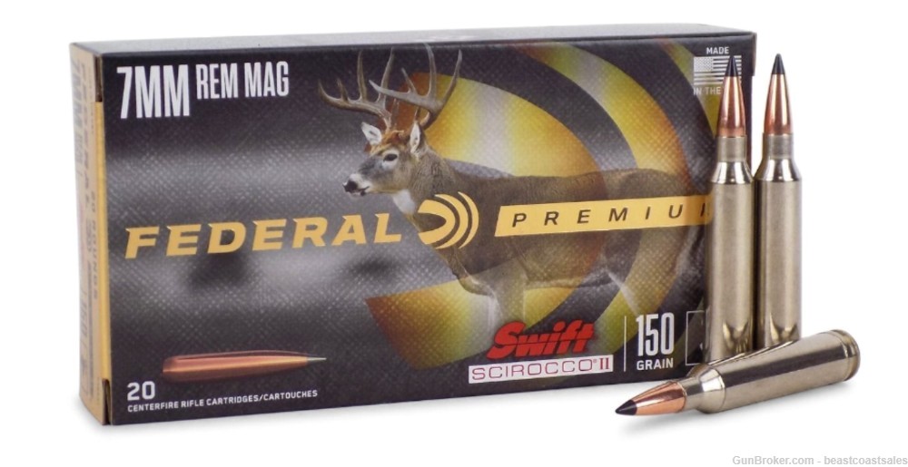 FEDERAL PREMIUM BRASS 7MM REMINGTON MAG 150 GRAIN 20-ROUNDS SSII-img-1