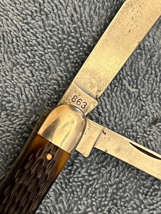 VINTAGE SCHRADE MODEL 863 WHITTLER THREE BLADE POCKET KNIFE-img-2