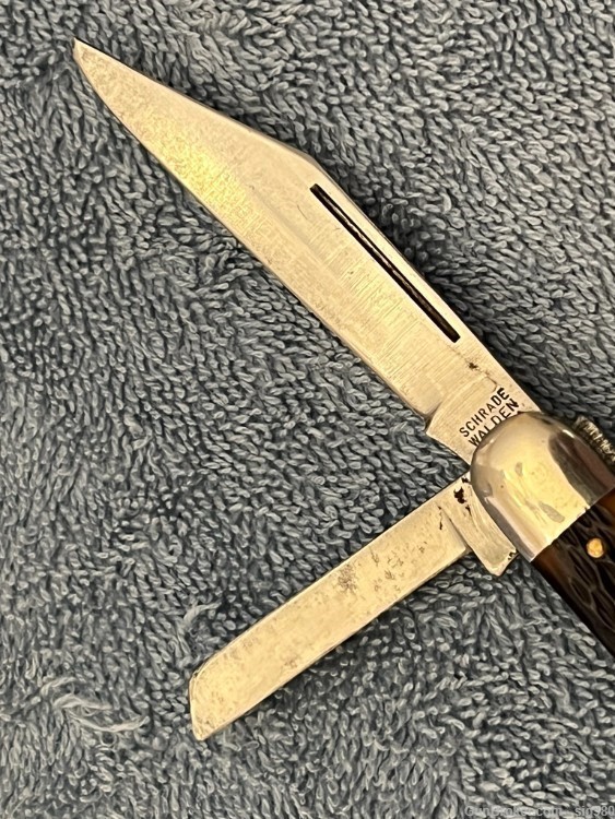VINTAGE SCHRADE MODEL 863 WHITTLER THREE BLADE POCKET KNIFE-img-3