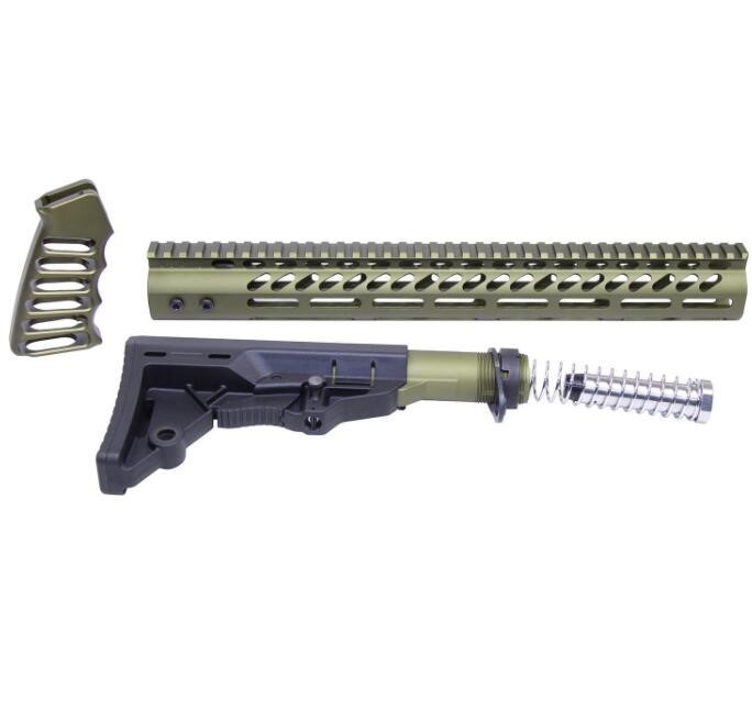 AR-15 ULTRALIGHT SERIES COMPLETE FURNITURE SET (ANODIZED GREEN)-img-0