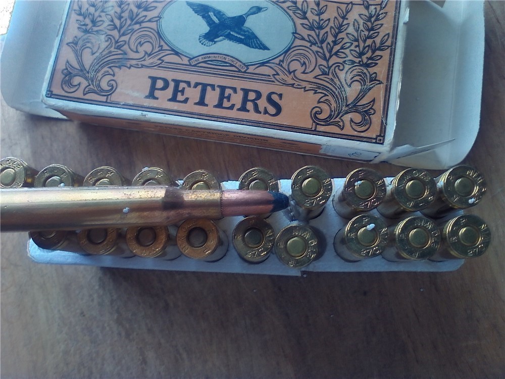 Vintage Peters High Velocity 270 Winchester cf.-150 gr.core-lokt sp.ammo-img-1