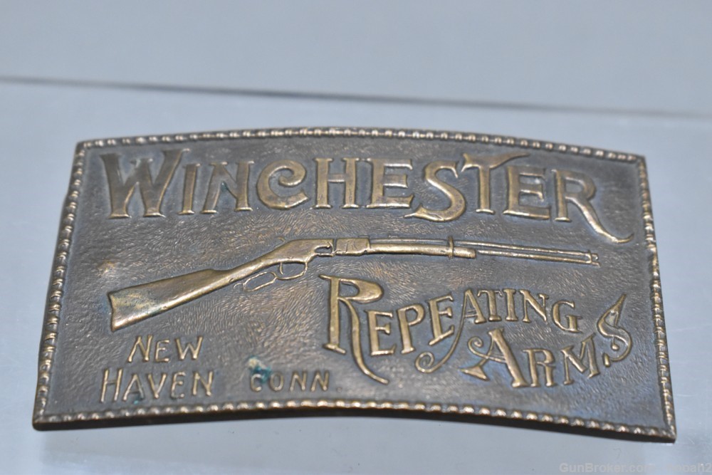 Vintage Winchester Repeating Arms Brass Belt Buckle-img-0