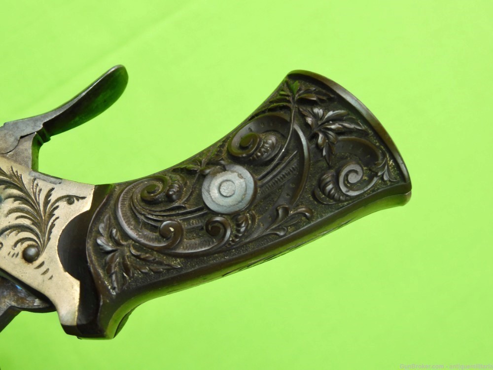 Antique 7 mm Pinfire Engraved Revolver Handgun-img-11