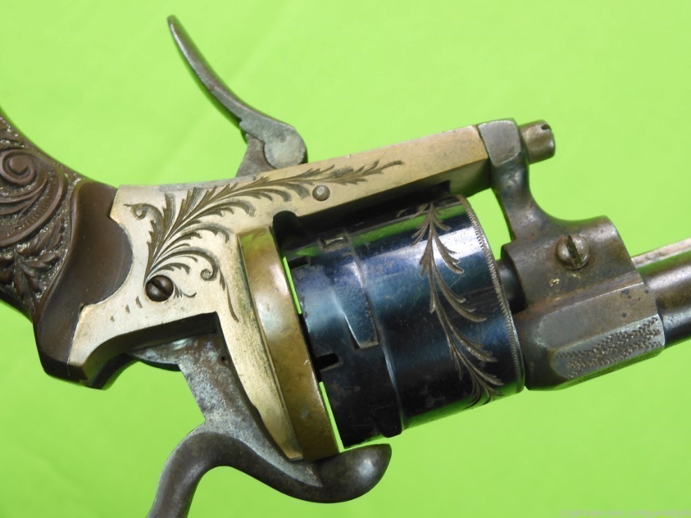 Antique 7 mm Pinfire Engraved Revolver Handgun-img-6