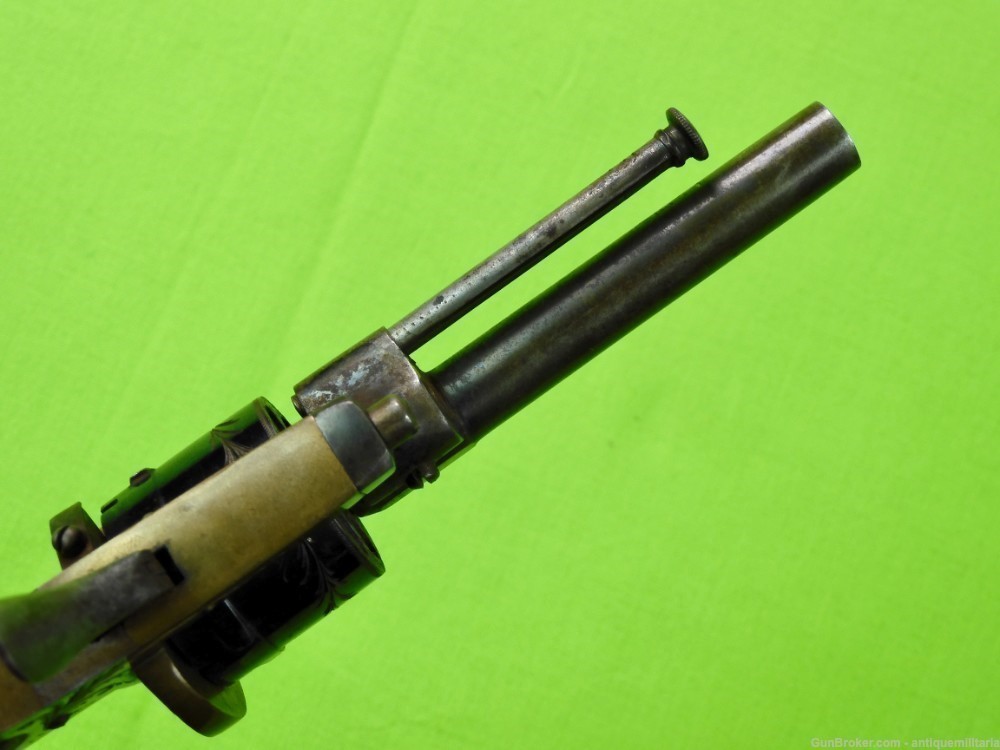 Antique 7 mm Pinfire Engraved Revolver Handgun-img-8