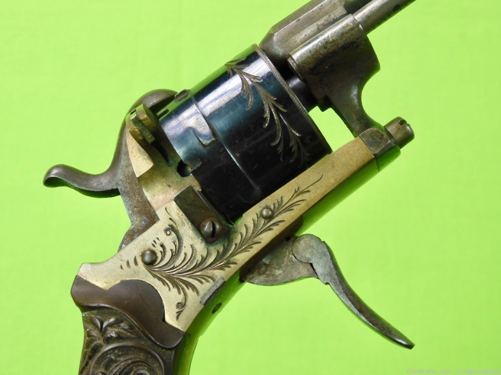 Antique 7 mm Pinfire Engraved Revolver Handgun-img-2