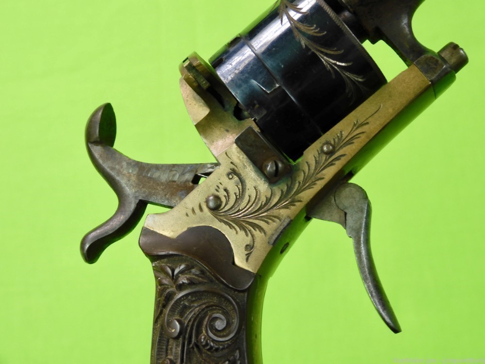Antique 7 mm Pinfire Engraved Revolver Handgun-img-3