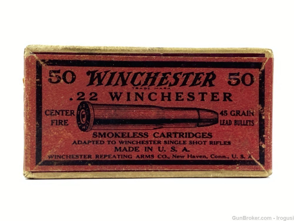 Winchester .22 WCF SEALED Box Early 1920's Scarce Red Label-img-0