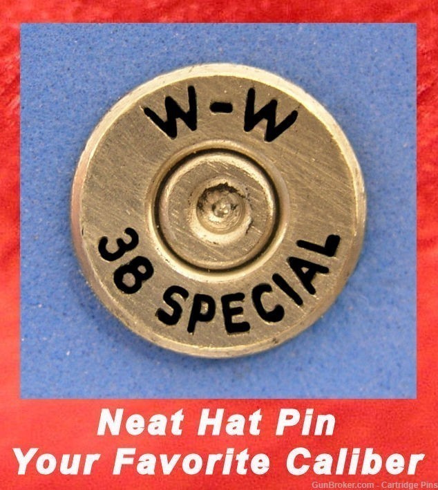 Winchester W-W 38 SPECIAL Nickel  Cartridge Hat Pin  Tie Tac  Ammo Bullet-img-0