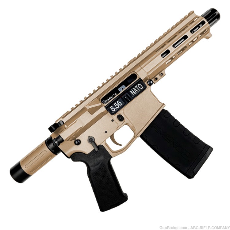 AR15 .223/556 "MINI MICRO" Custom 18" Billet Pistol 5" Barrel-FDE-img-0