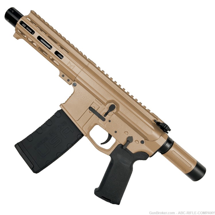 AR15 .223/556 "MINI MICRO" Custom 18" Billet Pistol 5" Barrel-FDE-img-1