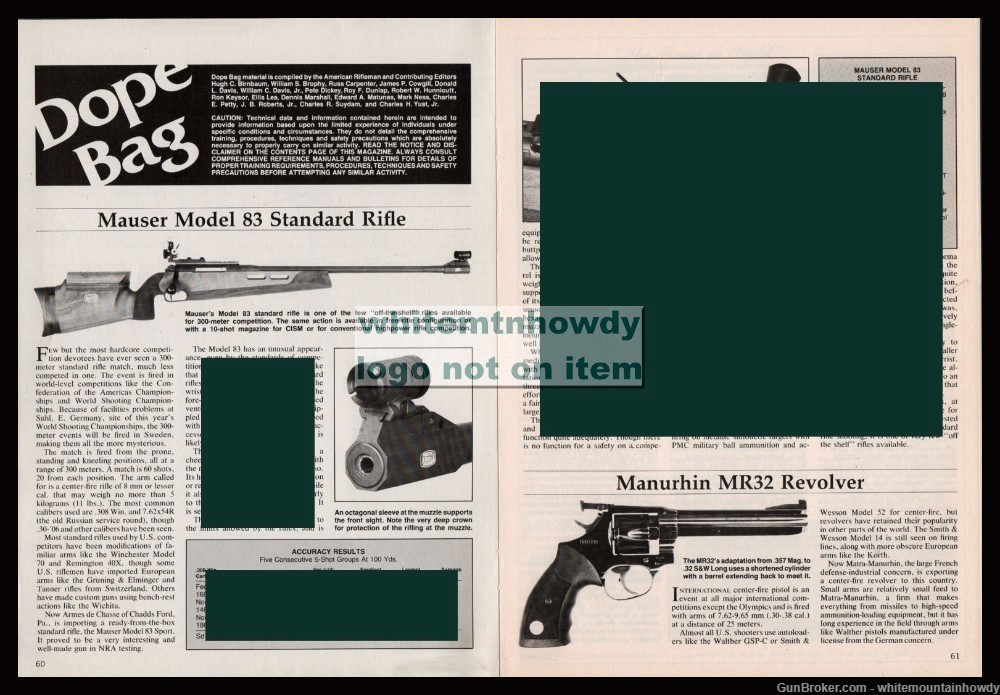 1986 MAUSER 83 Standard Rifle 1 and 2/3 page Evaluation Article-img-0