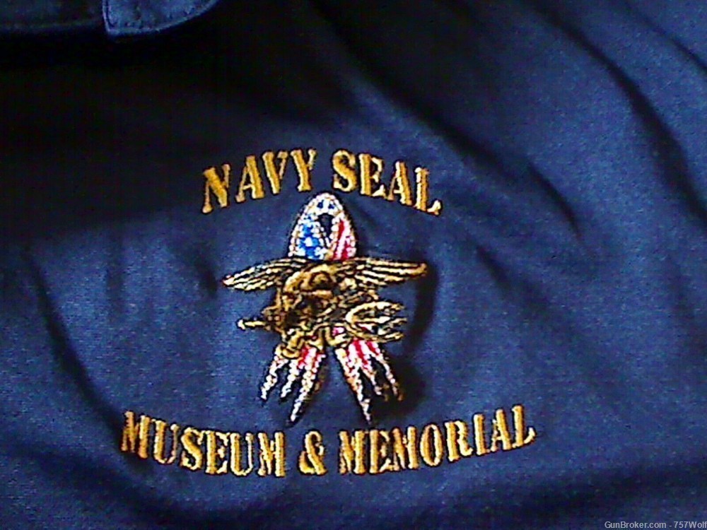 United States Navy Seal Museum & Memorial Large Blue Embroidered Polo Shirt-img-2
