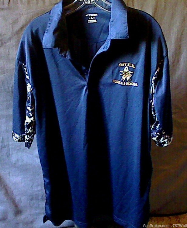 United States Navy Seal Museum & Memorial Large Blue Embroidered Polo Shirt-img-0