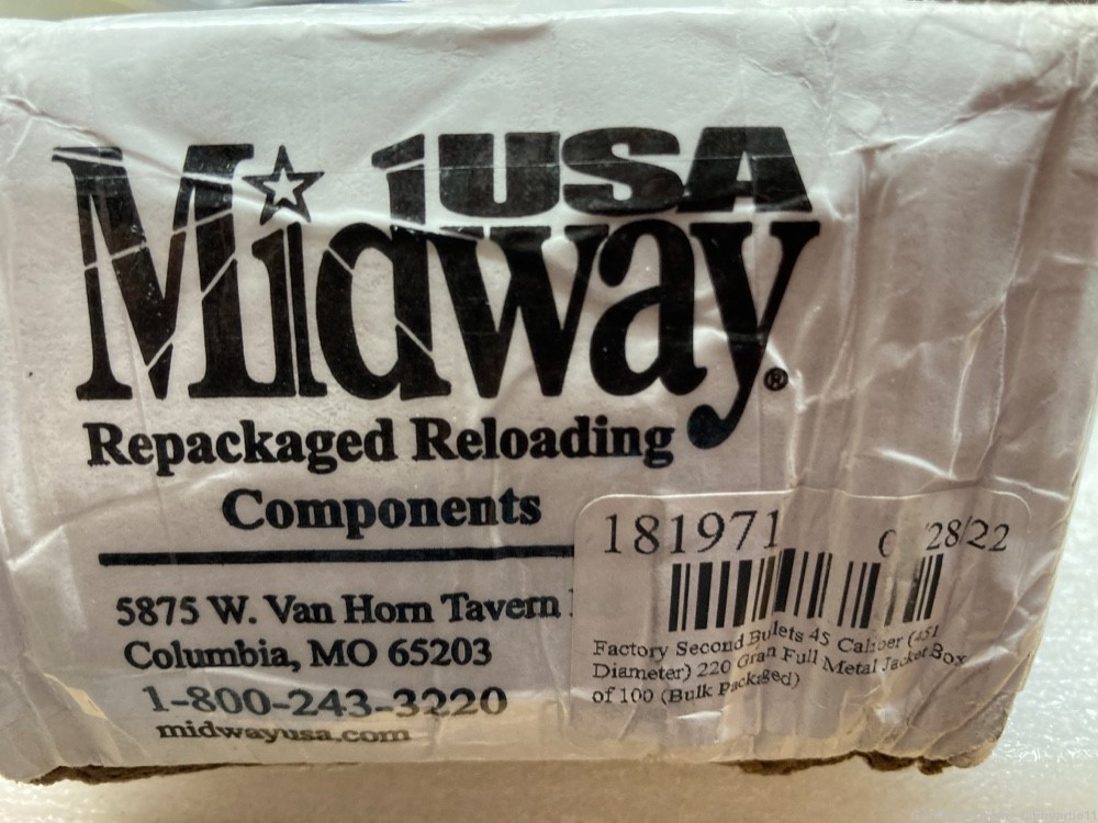 Midway USA factory second bullets 45cal 220gr FMJ  100 qty -img-0