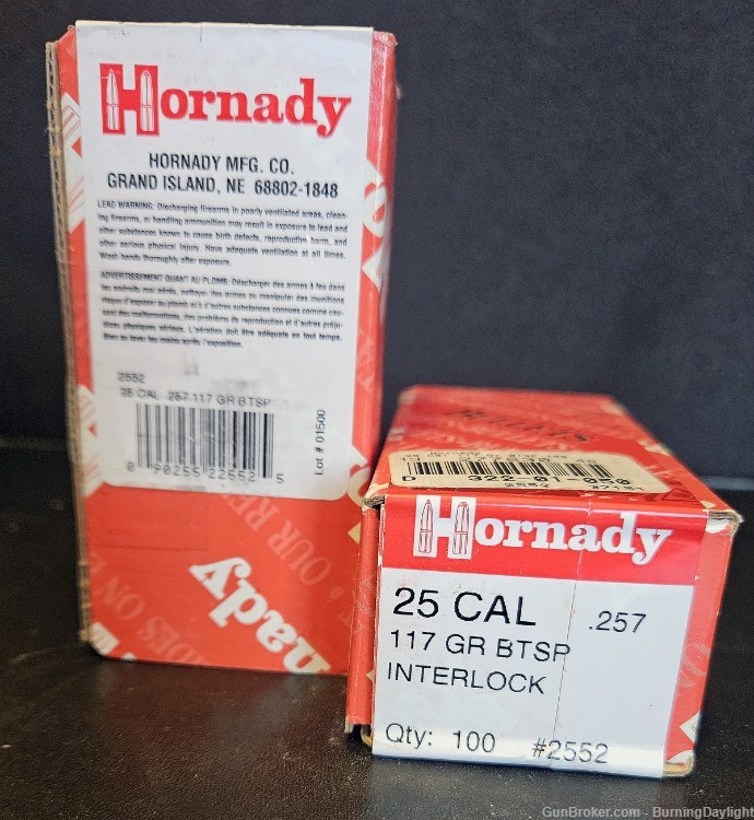 Hornady .25 Cal 117 gr BTSP (two boxes, 200 rounds total)-img-1