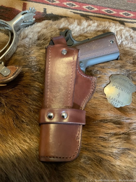 1911 holster, leather, LINED, snap retention, fits 1911, RH, OWB USA-img-3