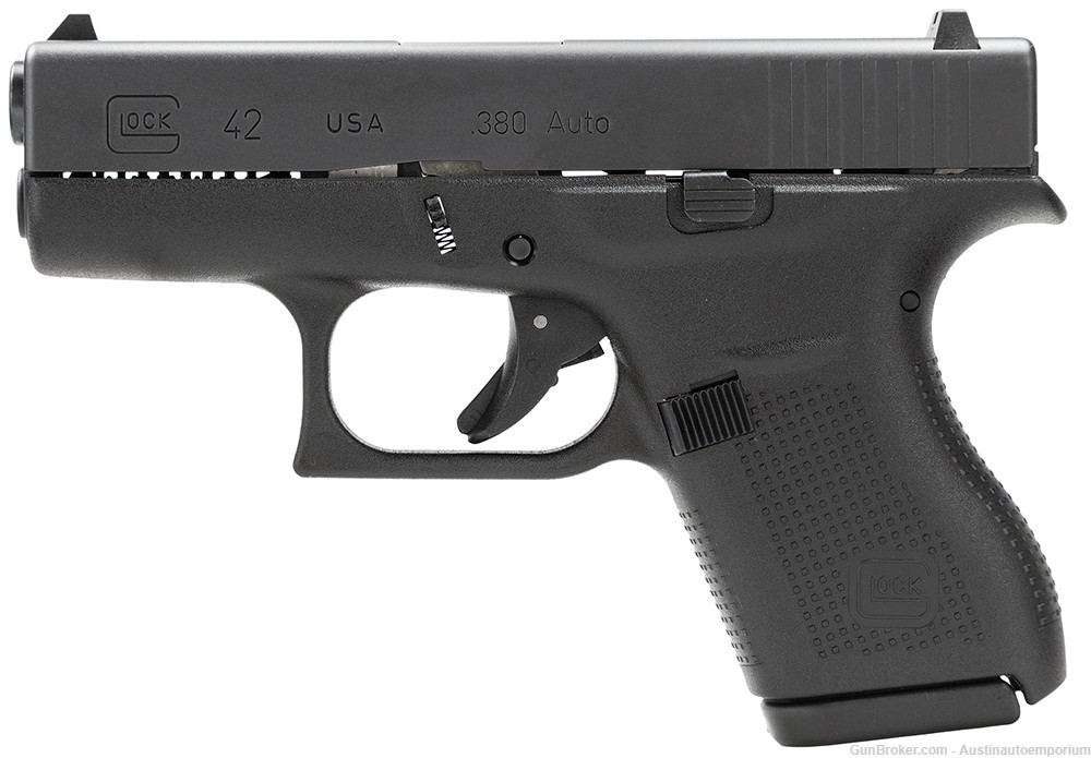Glock G42 GEN 3 UI4250201 SUBCOMPACT 380 ACP 6RD 3.25" Black TEXTURED -img-1
