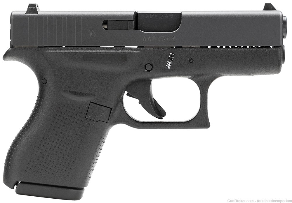 Glock G42 GEN 3 UI4250201 SUBCOMPACT 380 ACP 6RD 3.25" Black TEXTURED -img-0