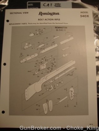 Remington Schematic Parts List Model 540 X .22 -img-1