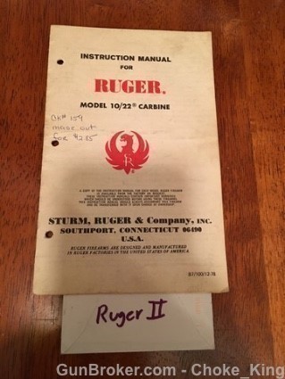 Orig Ruger 10-22  .22 Owners Instruction Manual 1978 22-img-0