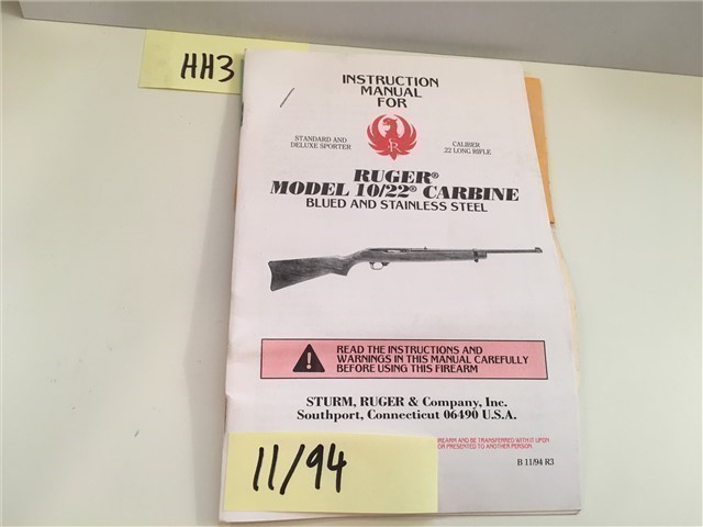 Ruger  10/22 Owners Instruction Manual 11/94-img-0