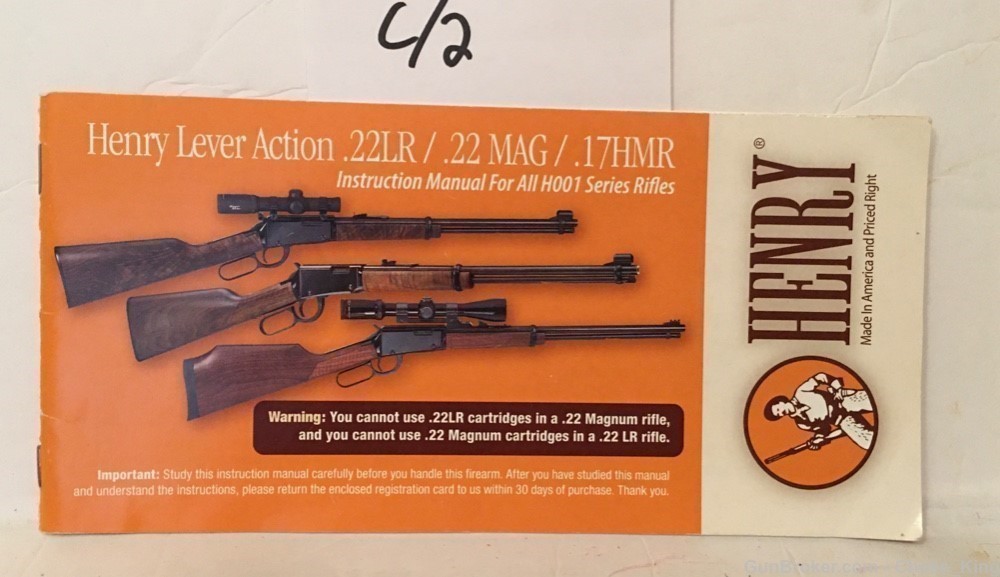 Henry Lever Action .22 .17 L.R. Mag  Owners Instruction Manual-img-0