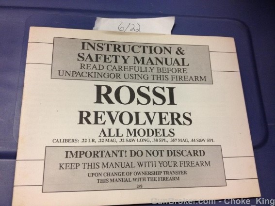 Orig Rossi All Models  Owners Manual Instruction .22 .32 .38-img-0