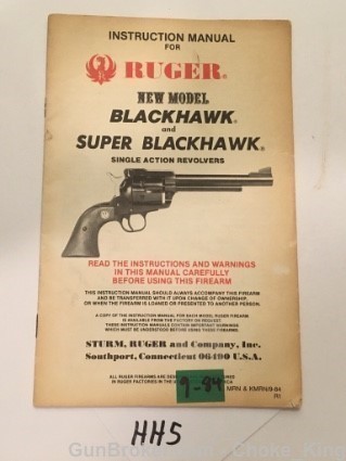 Ruger Blackhawk Owner Instruction Manual 9/84-img-0