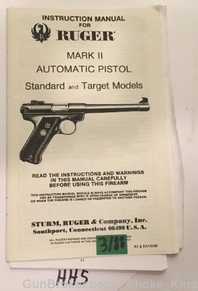 Ruger Mark II Owner Instruction Manual 3/88-img-0