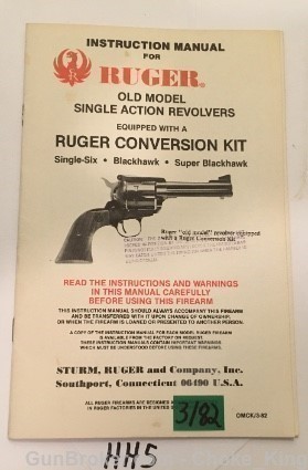 Ruger Old Model Owner Instruction Manual 3/82-img-0
