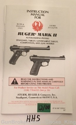Ruger Mark II Owner Instruction Manual 12/00-img-0