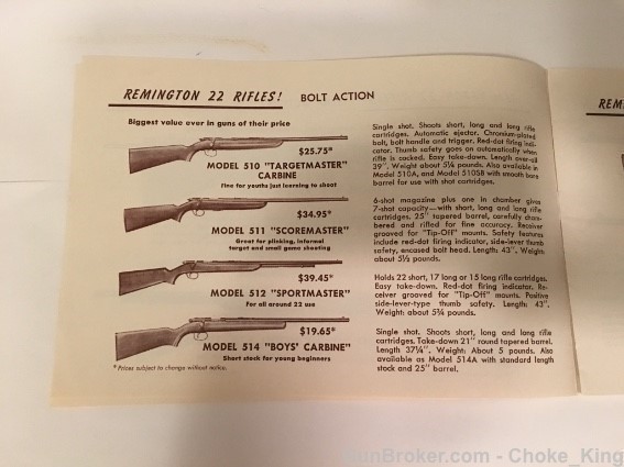 Orig Remington Vintage Catalog Nylon .22 510 40x-img-3