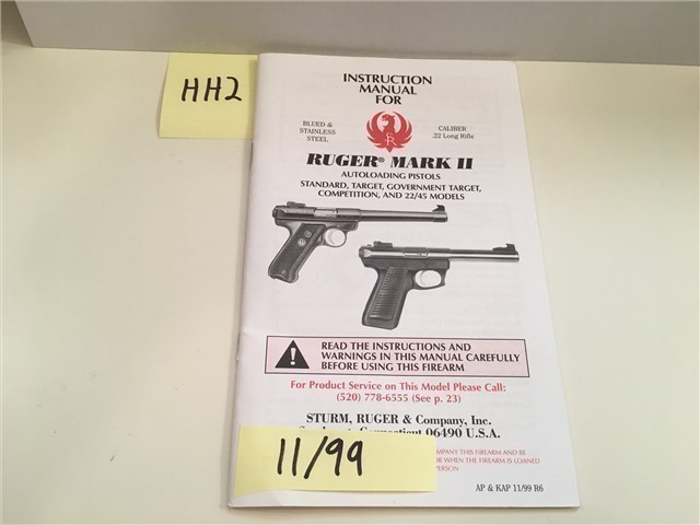 Ruger .22 Mark II Owners Instruction Manual 11/99-img-0