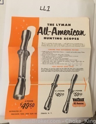 Original 1960s Lyman Hunting Rifle Scope Models Intro Flyer-img-0