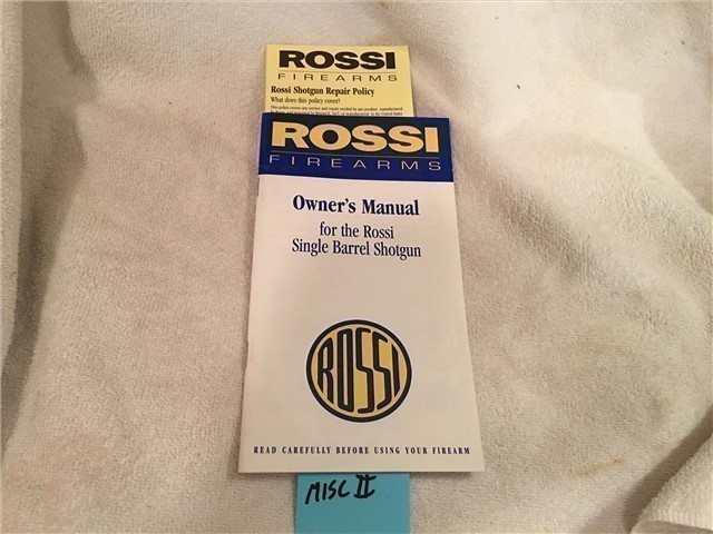 Rossi Single Barrel Shotgun Owners Manual-img-0
