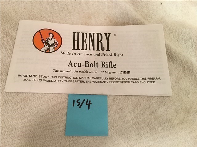 Henry Accu Bolt Rifle Owners Instruction Manual-img-0